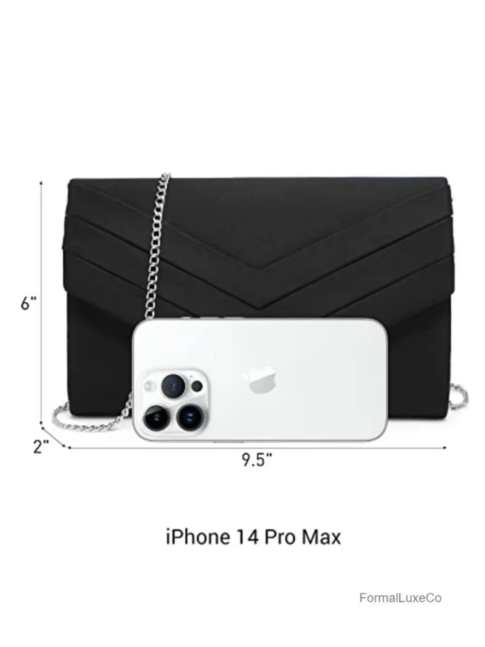 Velvet Evening Clutch with Chain Strap Magnetic Snap Closure
